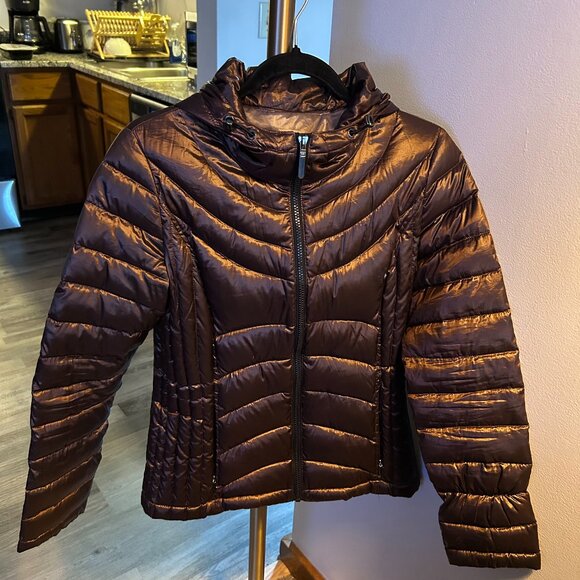Bronze Andrew Marc Hip Length Puffer Jacket - Picture 1 of 3